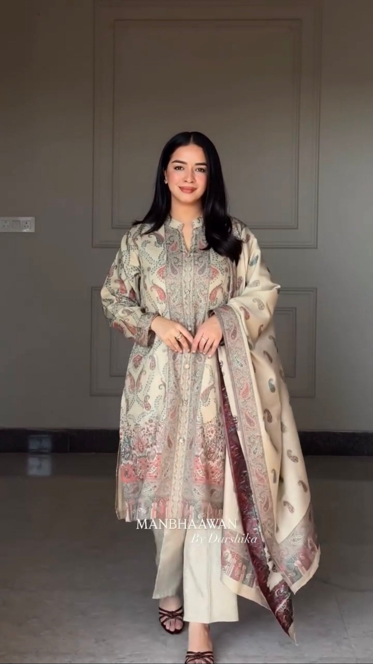 Elegant Paisley Harmony Berry Silk Kurta Set