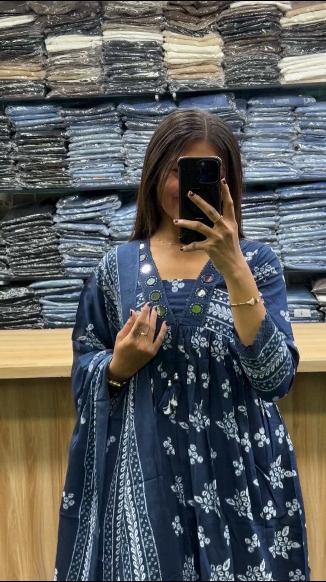 Indigo Elegance Hand-Block Printed Cotton Kurta Set