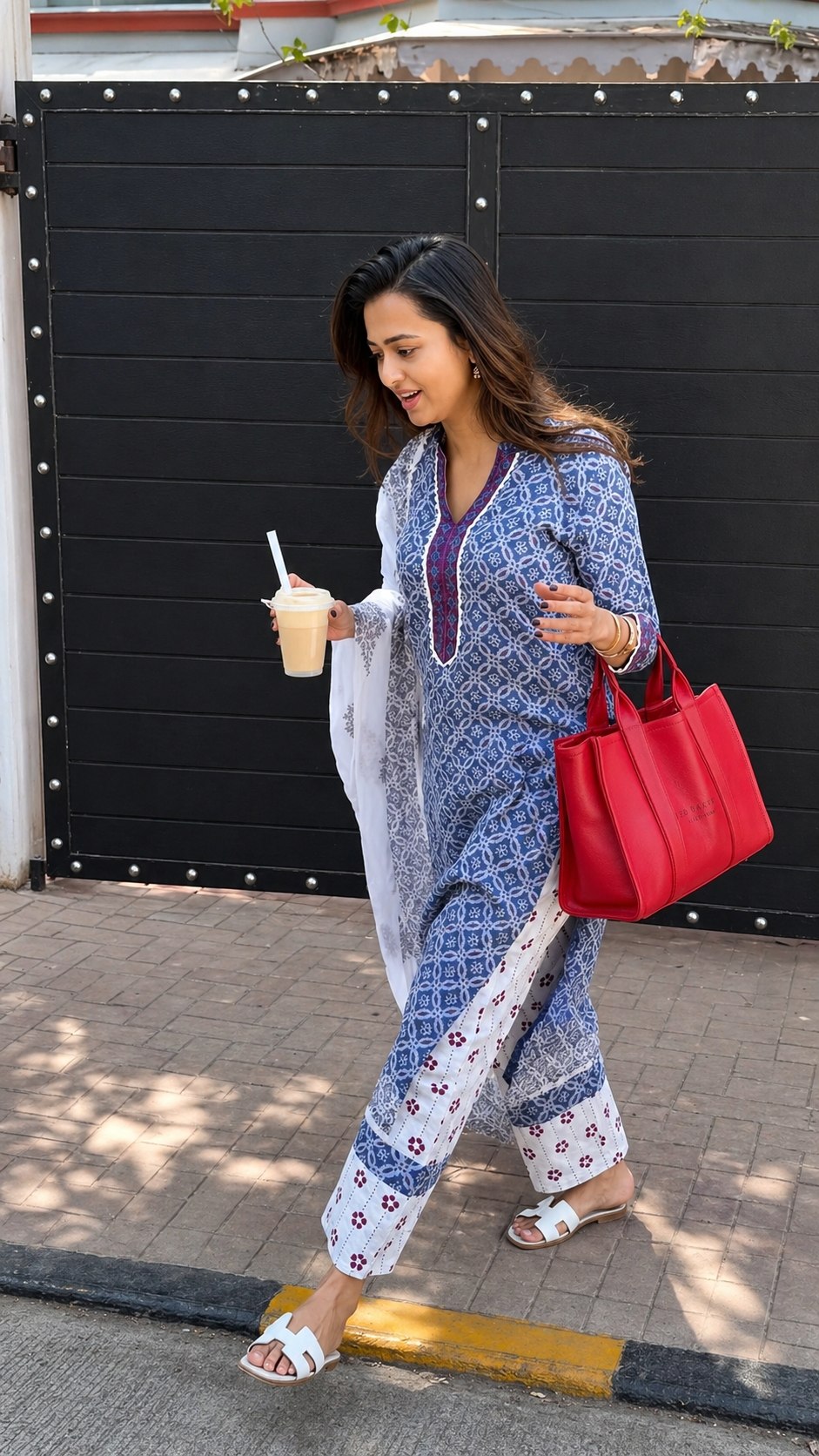 Blue Indigo Block-Print Cotton Suit Set