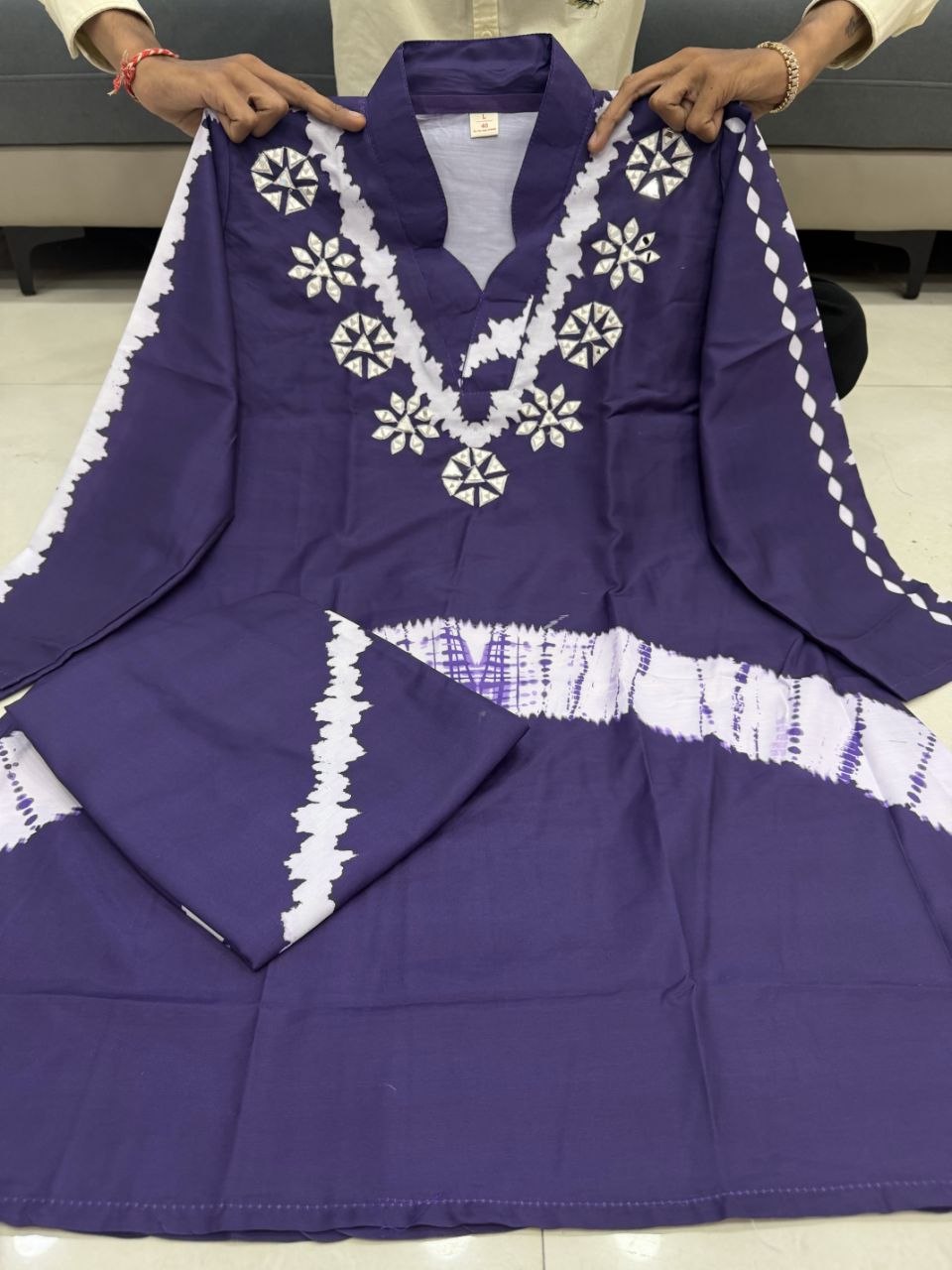 Chic Purple Shibori Cotton Blend Kurta & Palazzo Set