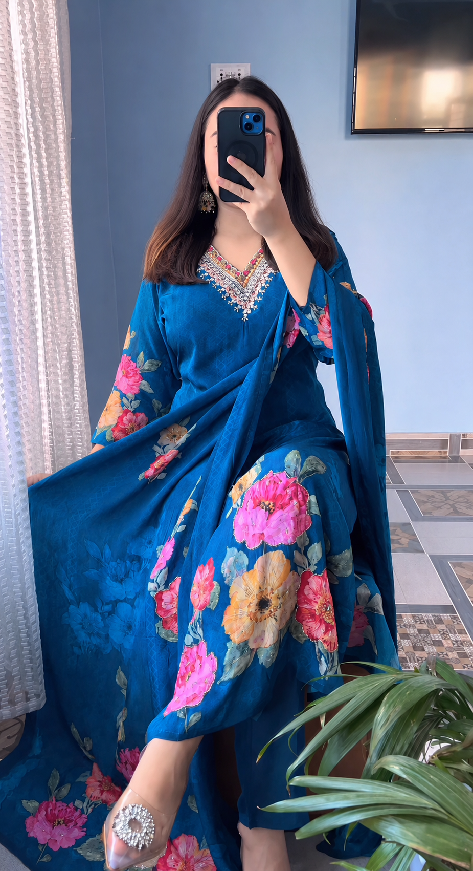 Premium KitKat Silk Floral Hand-Embroidered 3-Piece Suit Set