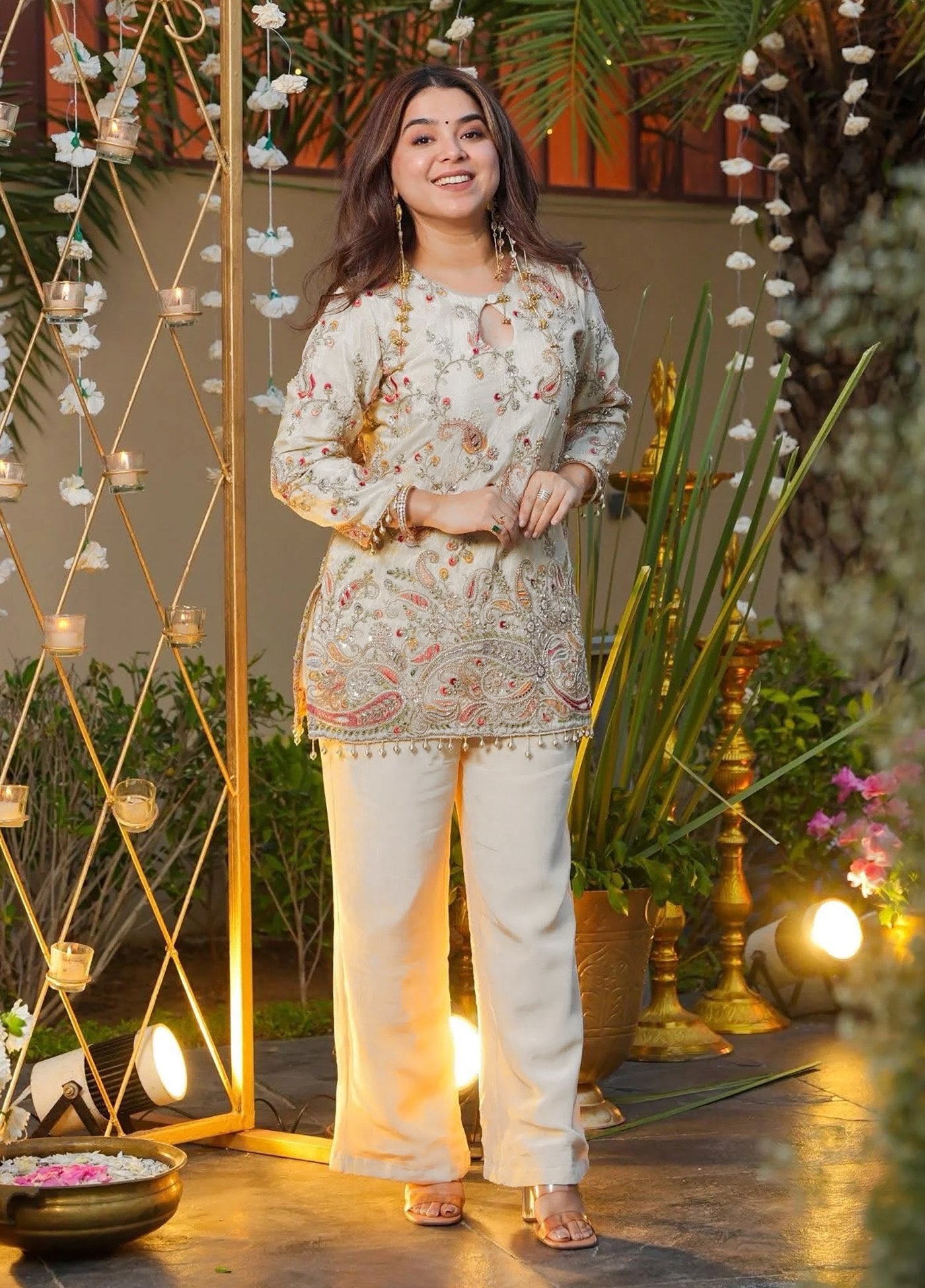 Premium cotton blend ethnic co-ord set with art silk dupatta