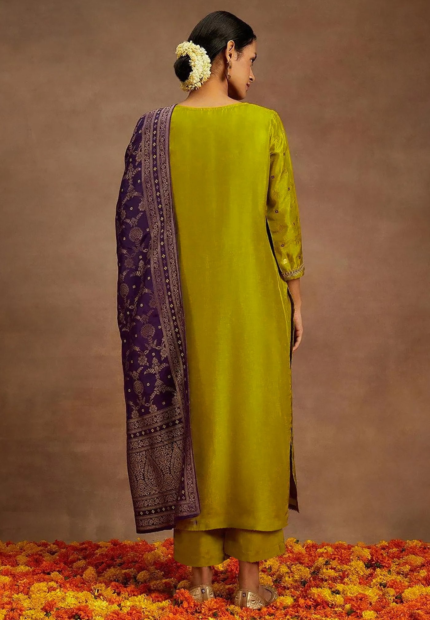 Royal Mustrad & Purple Art Silk Banarasi Style Kurta Set