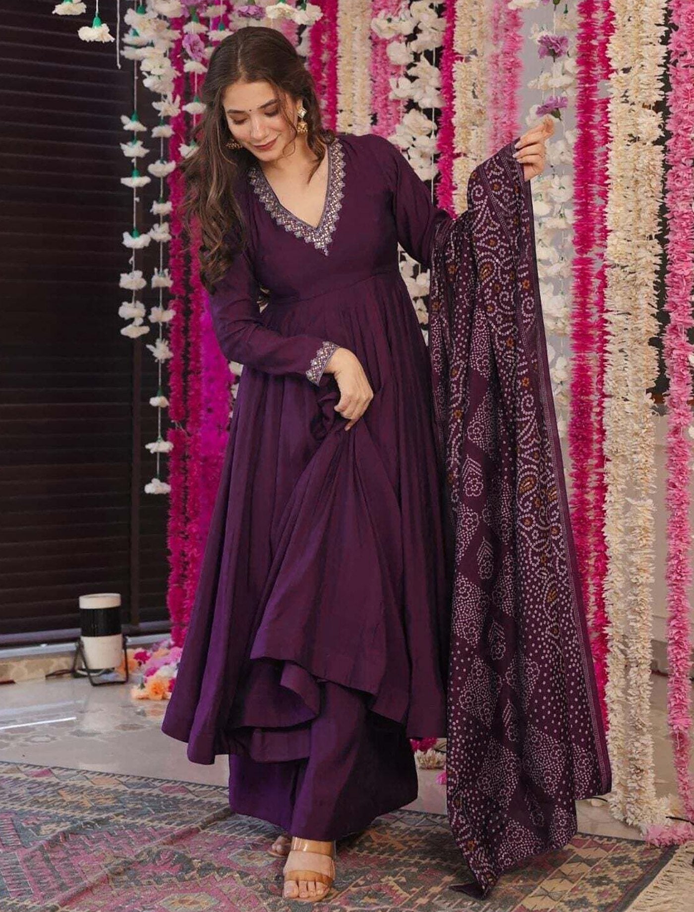 Elegant Vichitra Silk Fit & Flare Suit with Lightweight Chanderi Dupatta