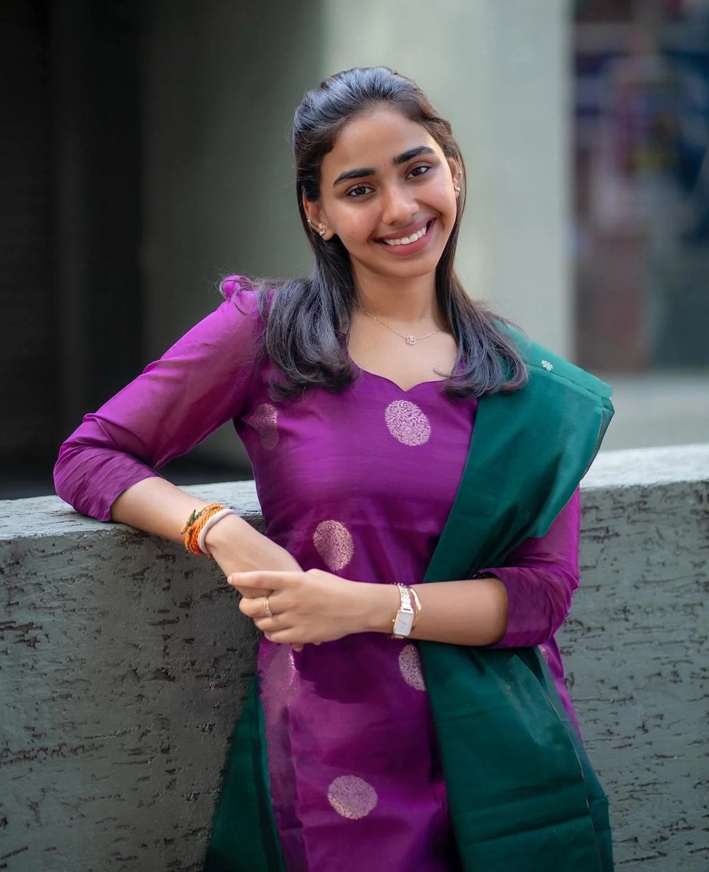 The Emerald & Magenta Banarasi Fusion Art Silk Kurta Set