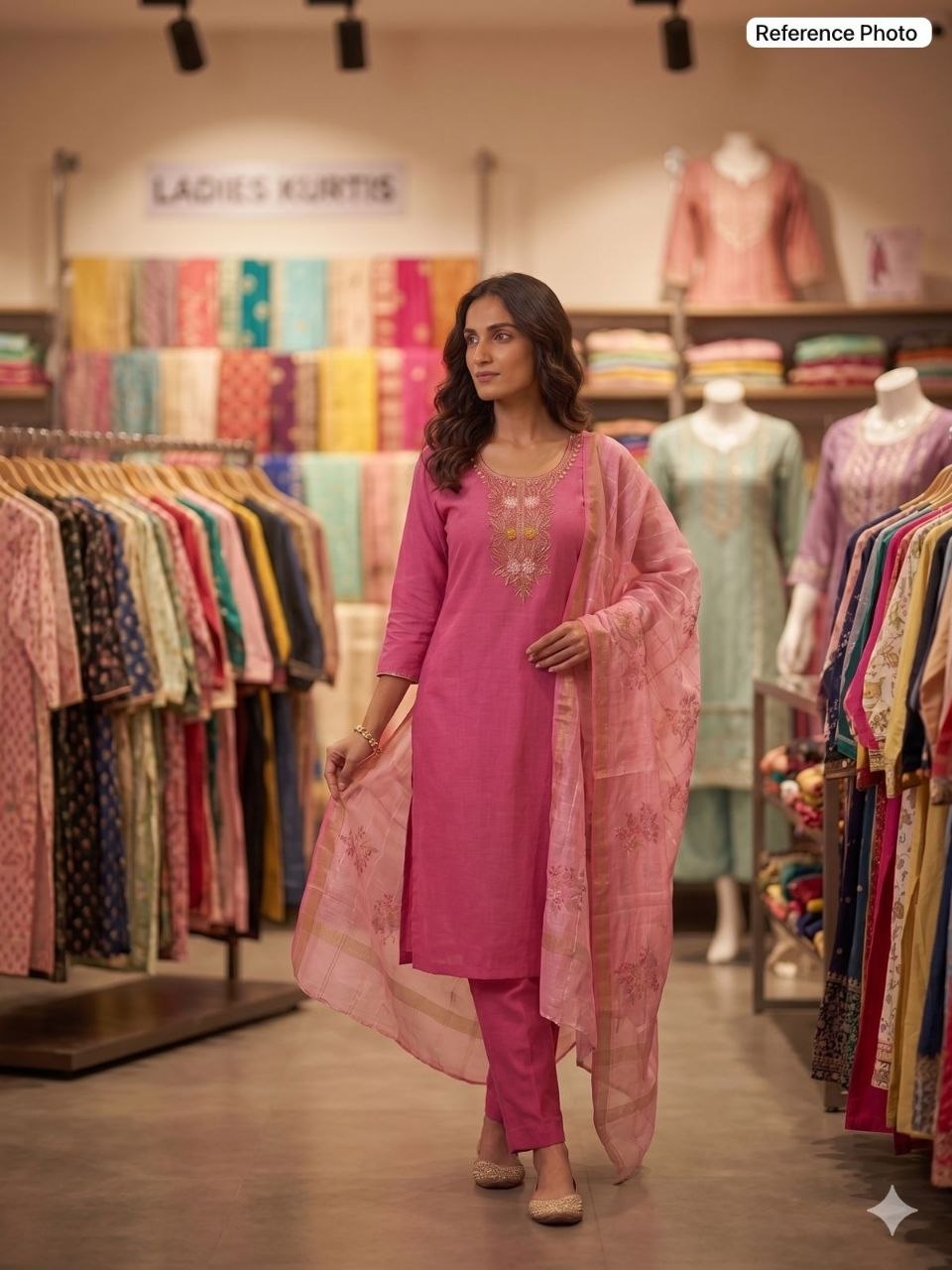 Blossom Muse Candy Pink Embroidered Kurta Set with Tissue Dupatta