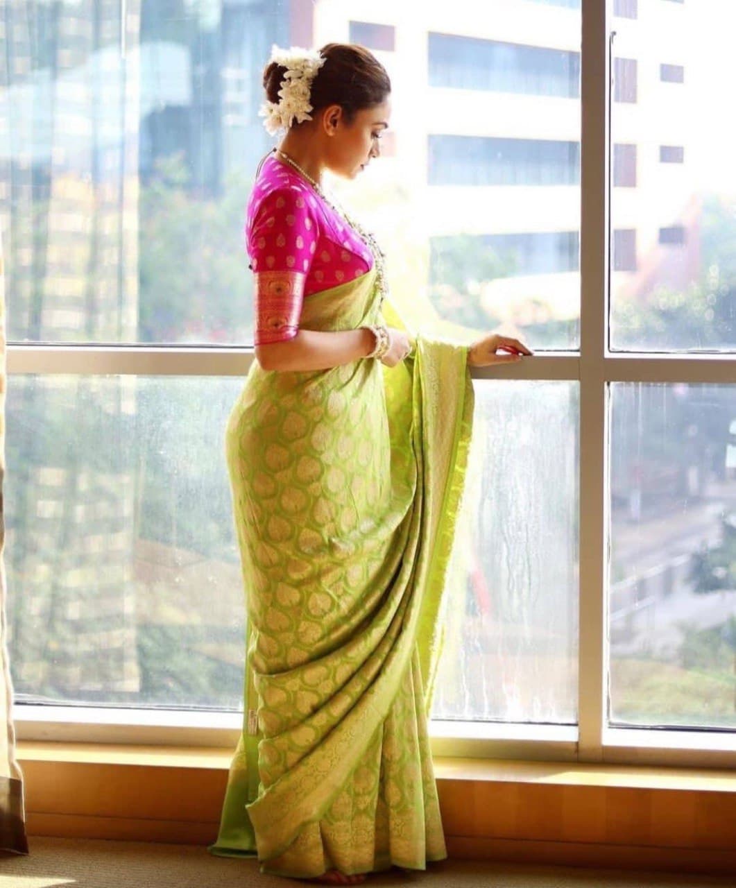 Radiant Fusion Pastel Banarasi Silk Saree
