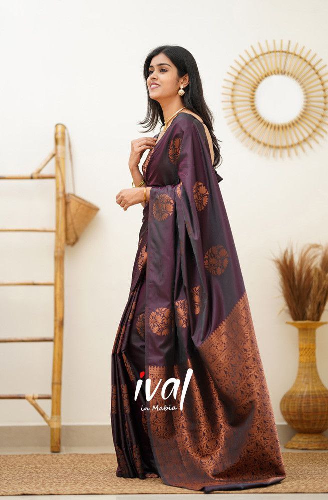 Regal Plum Banarasi Silk Saree with Intricate Zari Weave