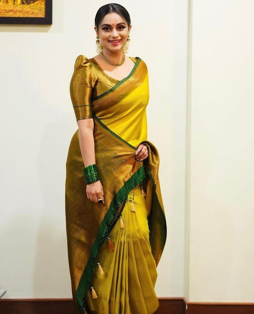 Radiant Elegance The Classic Mustard Banarasi Silk Saree