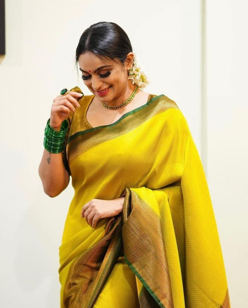 Radiant Elegance The Classic Mustard Banarasi Silk Saree