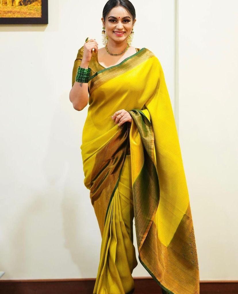 Radiant Elegance The Classic Mustard Banarasi Silk Saree