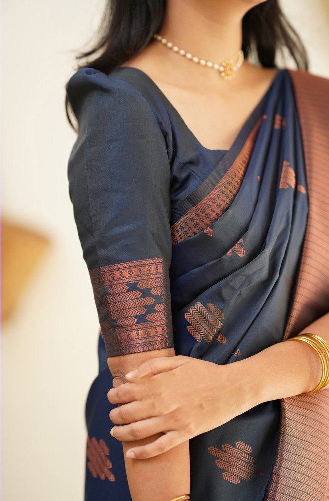 Midnight Elegance Classic Banarasi Silk Saree