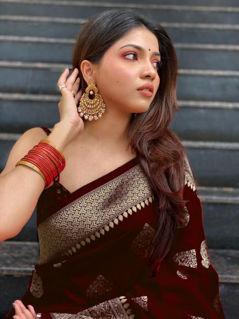 Royal Maroon Banarasi Silk Saree
