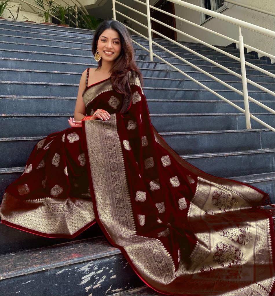 Royal Maroon Banarasi Silk Saree