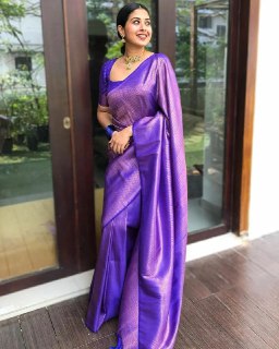 Royal Purple Banarasi Silk Saree with Intricate Zari Weave