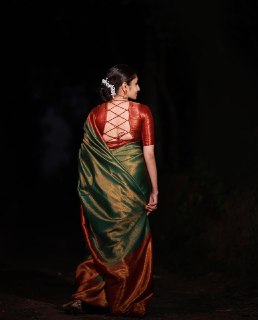 Enchanting Emerald & Crimson Banarasi Silk Saree