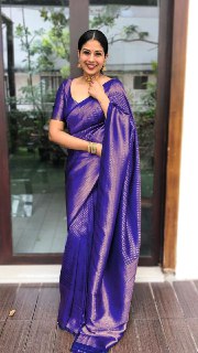 Radiant Cobalt Blue Banarasi Silk Saree with Intricate Gold Weave