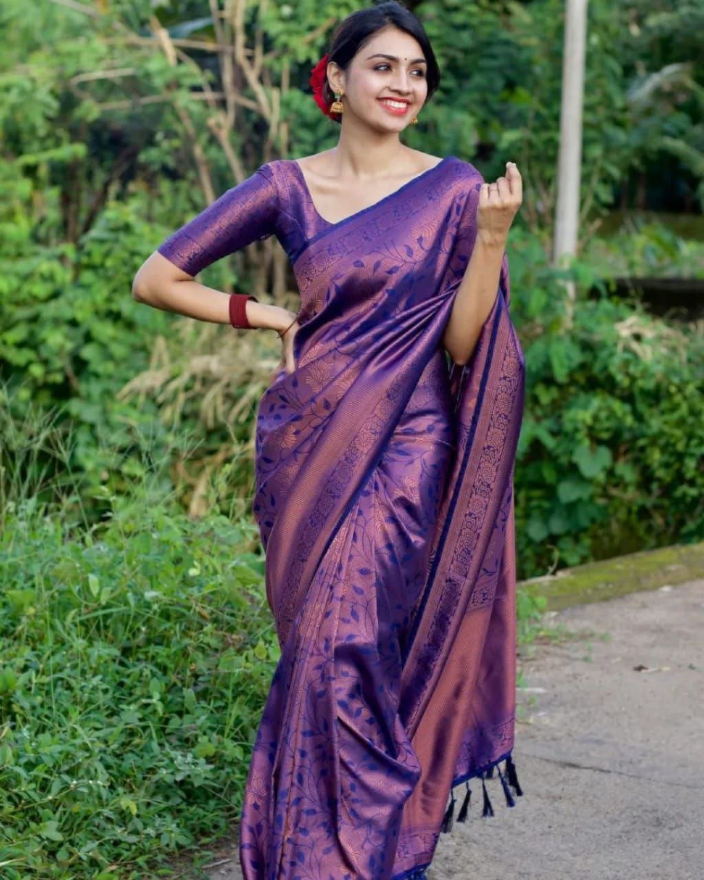 Enchanting Royal Purple Banarasi Silk Saree