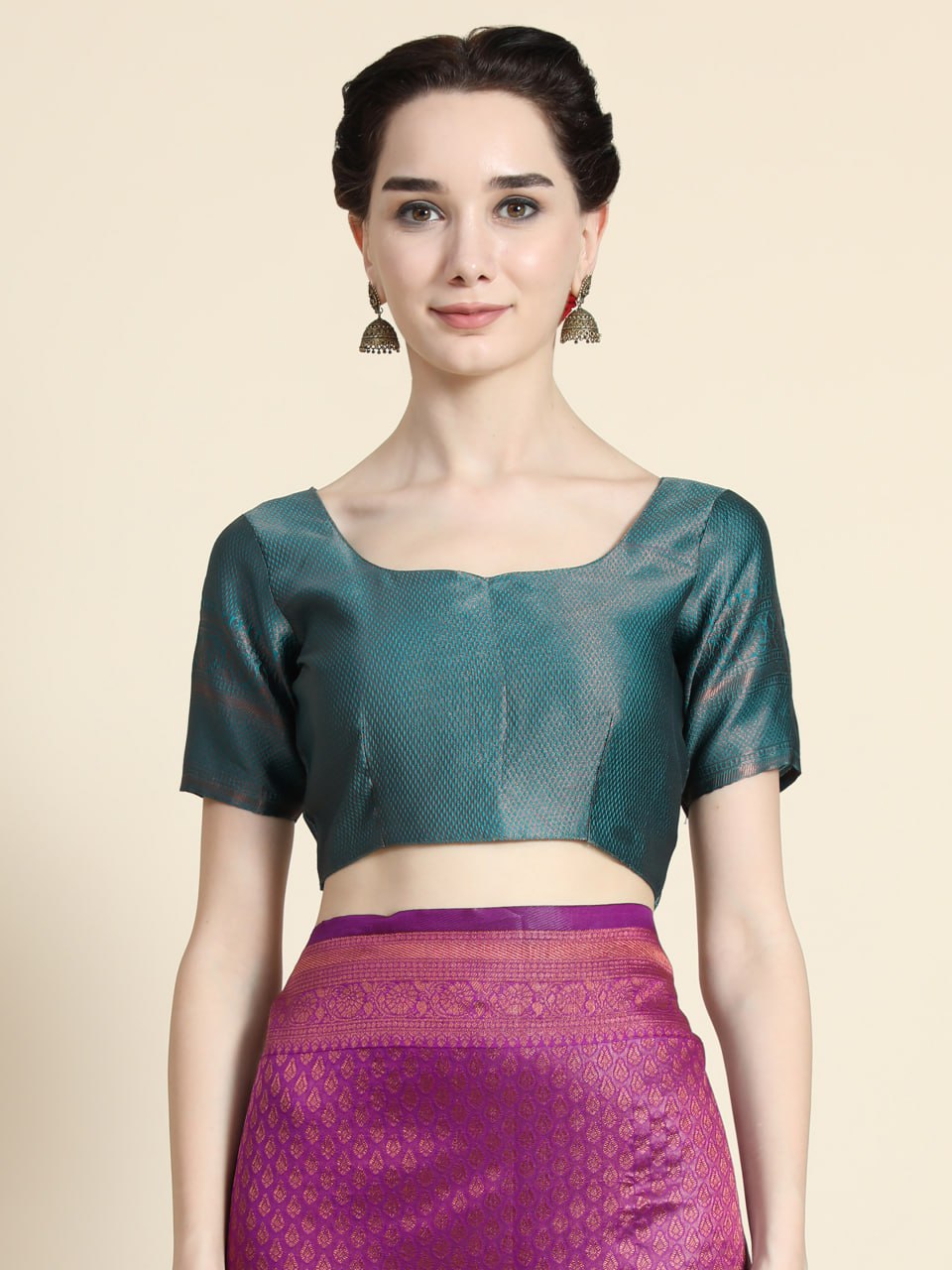 Royal Wine Banarasi Silk Saree with Teal Contrast