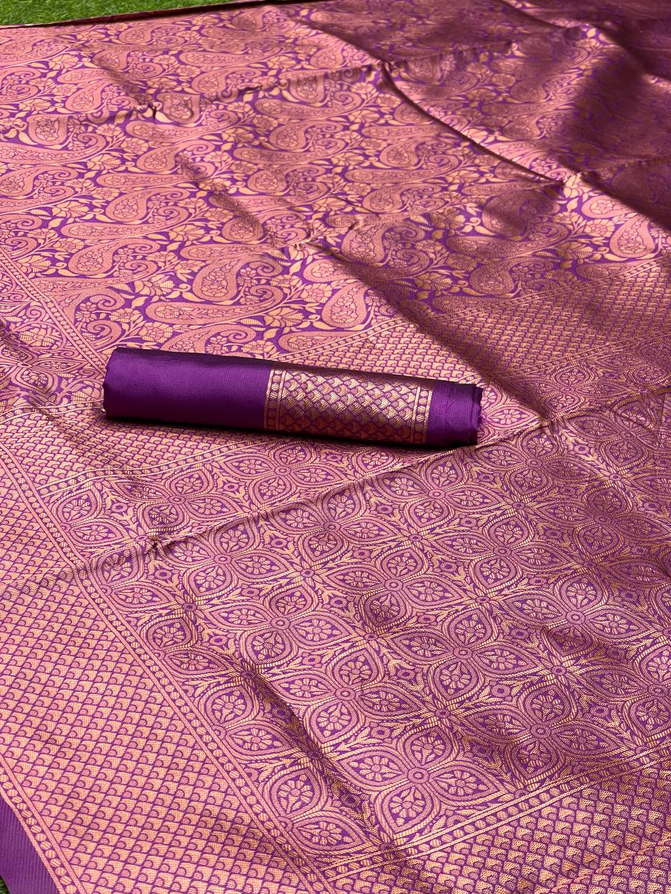 Orchid Magenta Banarasi Silk Saree with Full Zari Jaal
