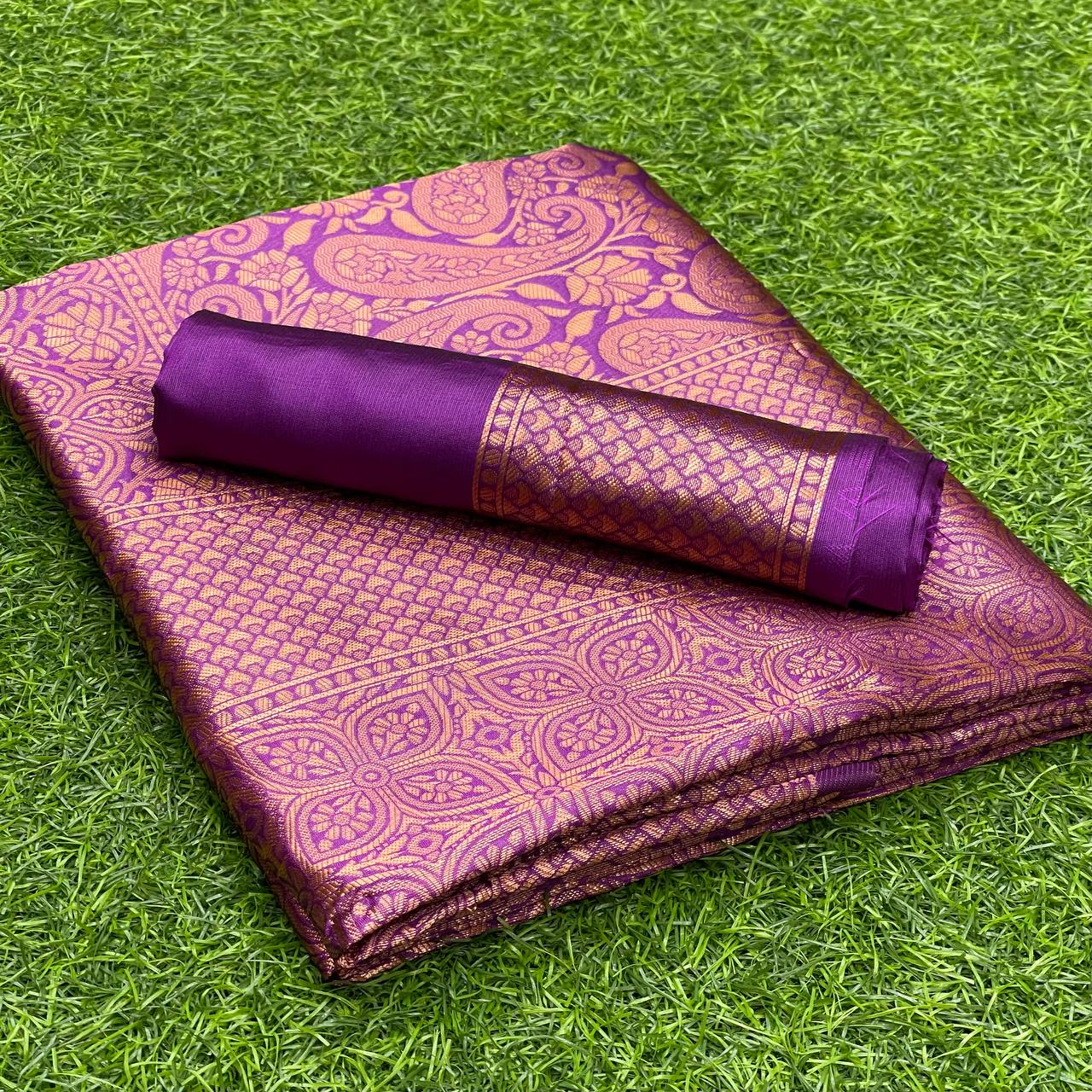 Orchid Magenta Banarasi Silk Saree with Full Zari Jaal