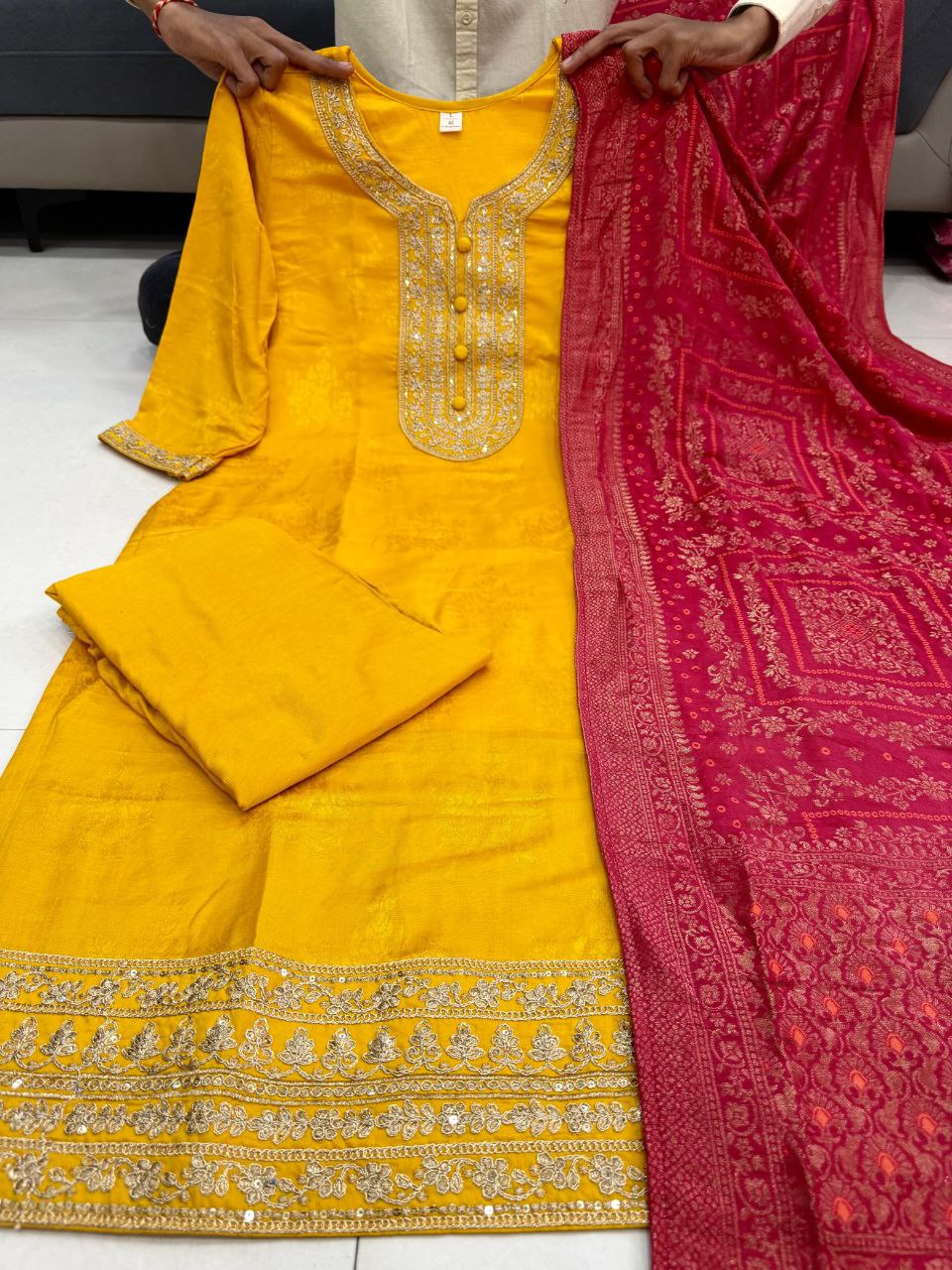 Sunlit Royalty Banarasi Silk Jacquard Kurta Set