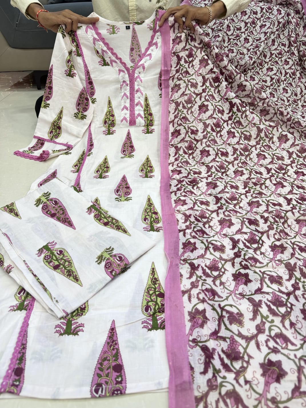 Mauve Muse: Block-Printed Cotton Kurta & Palazzo Set