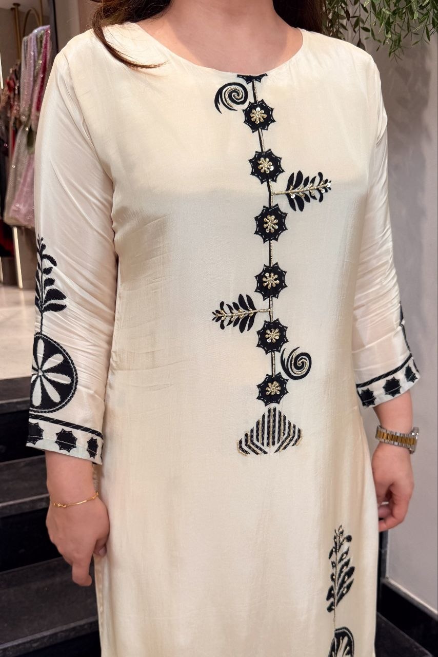 Ivory Mulberry Silk Safari-Motif Co-ord