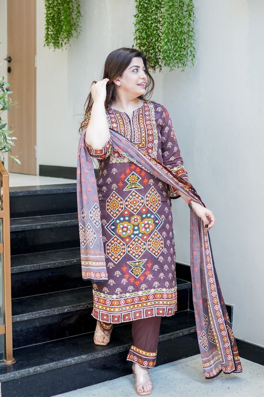 Bohemian Elegance Mauve Embroidered Pure Burbary Silk Salwar Suit Set