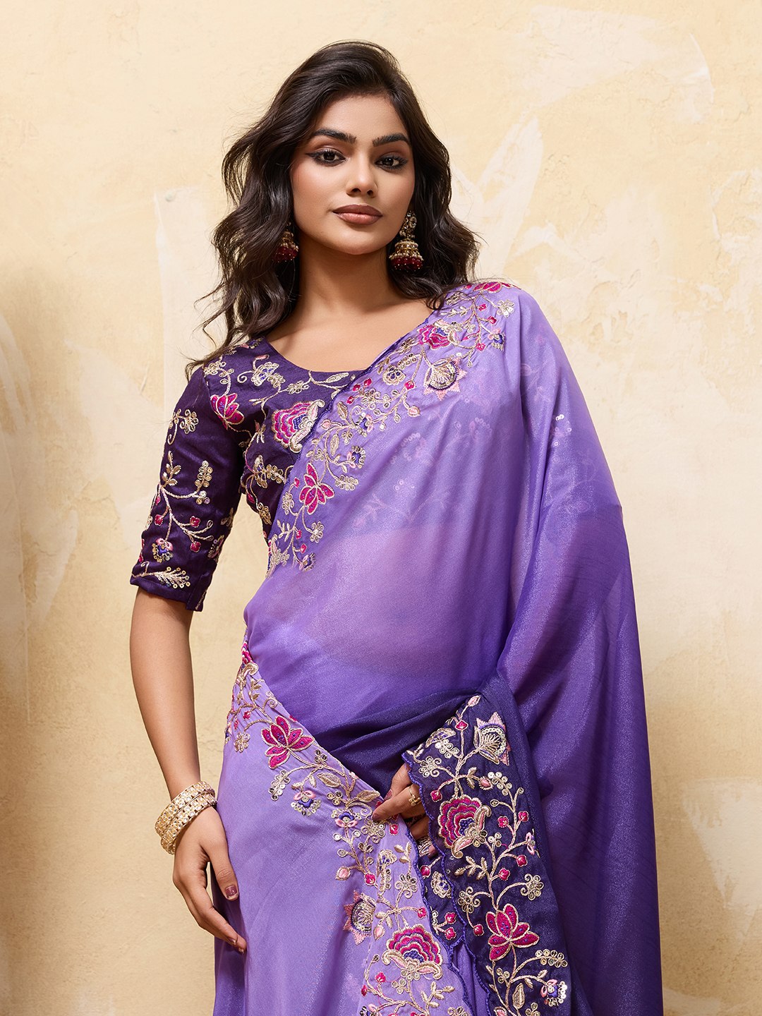 Premium Soft Star Georgette Embroidery Cutwork Saree with Mono Banglory Silk Blouse for Wedding Wear