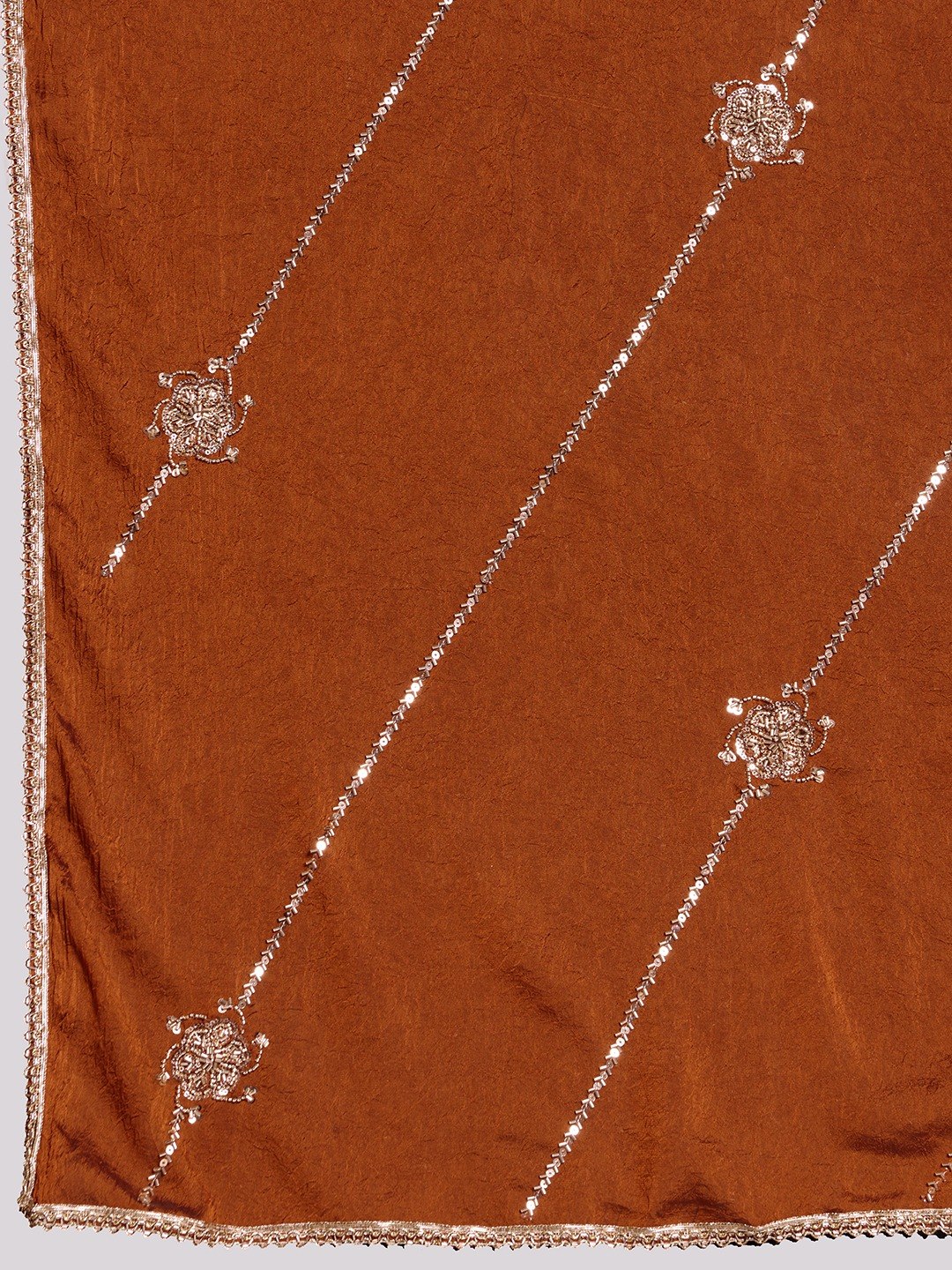 Party Wear Soft Crush Silk Saree With All Over Embroidery Butti Work, Designer Lace Border & Matching Blouse