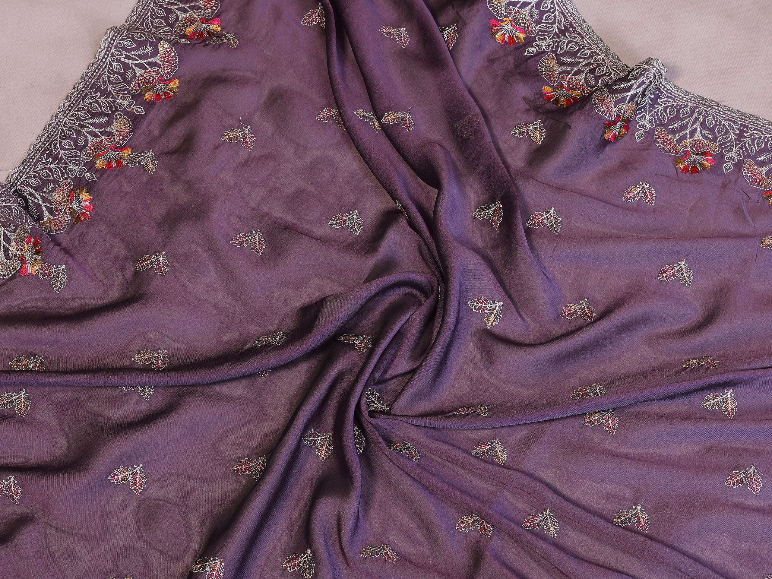 Party Wear Rangoli Silk Saree with Embroidery Lace Border & Running Embroidered Blouse