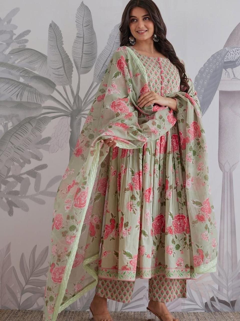 Blooming Elegance Jaipuri Anarkali Suit