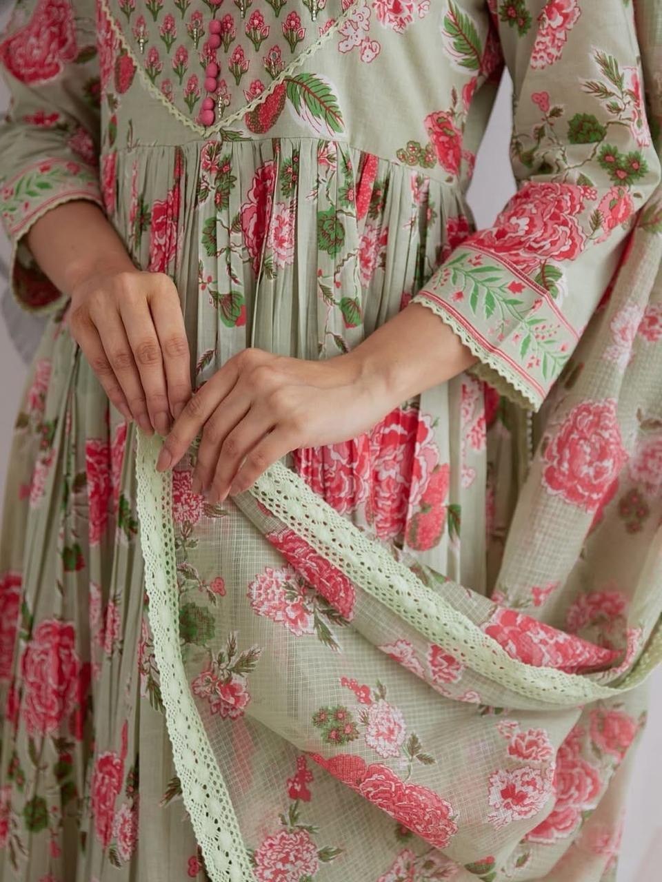 Blooming Elegance Jaipuri Anarkali Suit