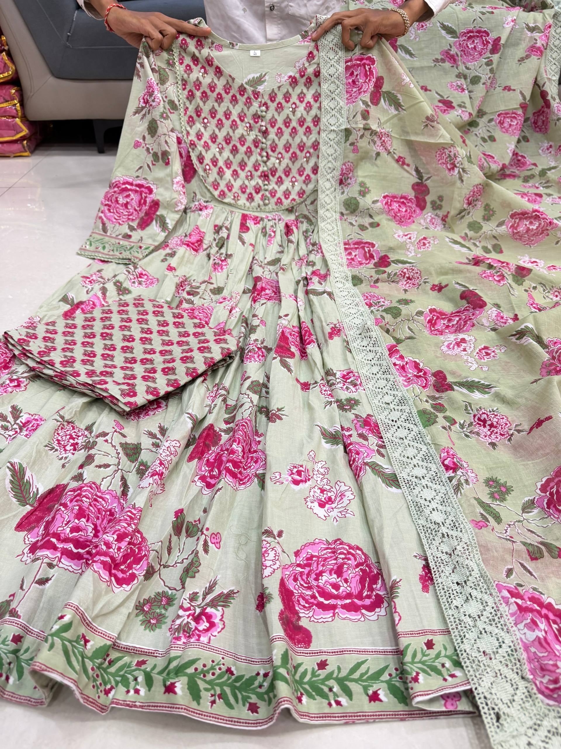 Blooming Elegance Jaipuri Anarkali Suit
