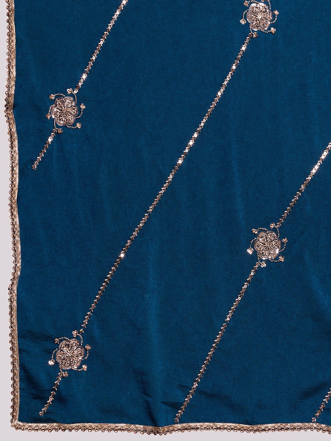 Party Wear Soft Crush Silk Saree With All Over Embroidery Butti Work, Designer Lace Border & Matching Blouse
