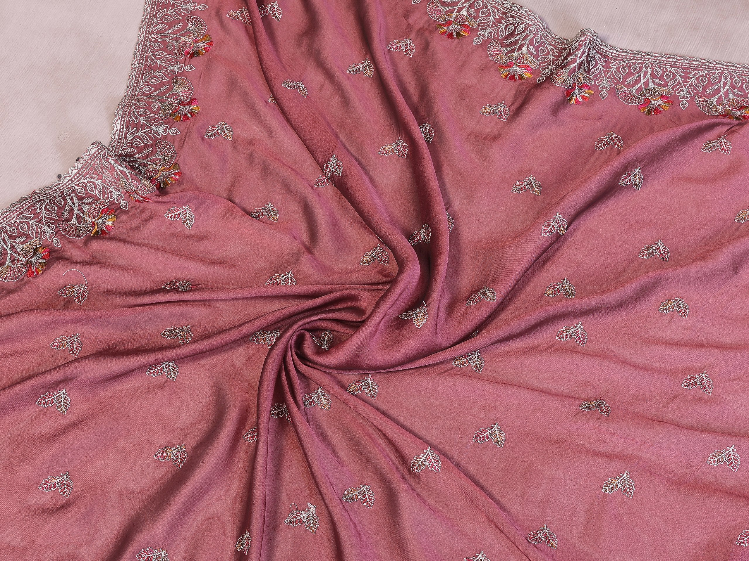 Party Wear Rangoli Silk Saree with Embroidery Lace Border & Running Embroidered Blouse