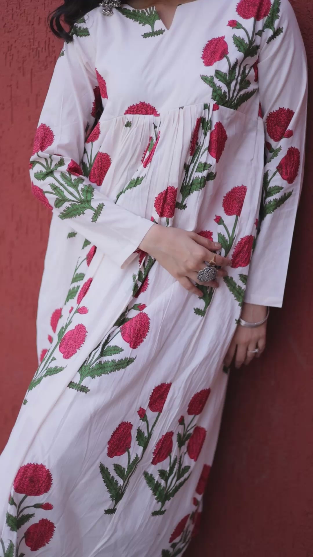 Indigo Petals White & Blue Hand-Block Style Floral Co-ord Set