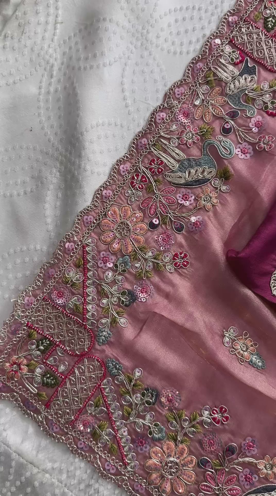 Lavender Lustre Pure Soft Tissue Silk Saree with Multicolored Floral Scalloped Border