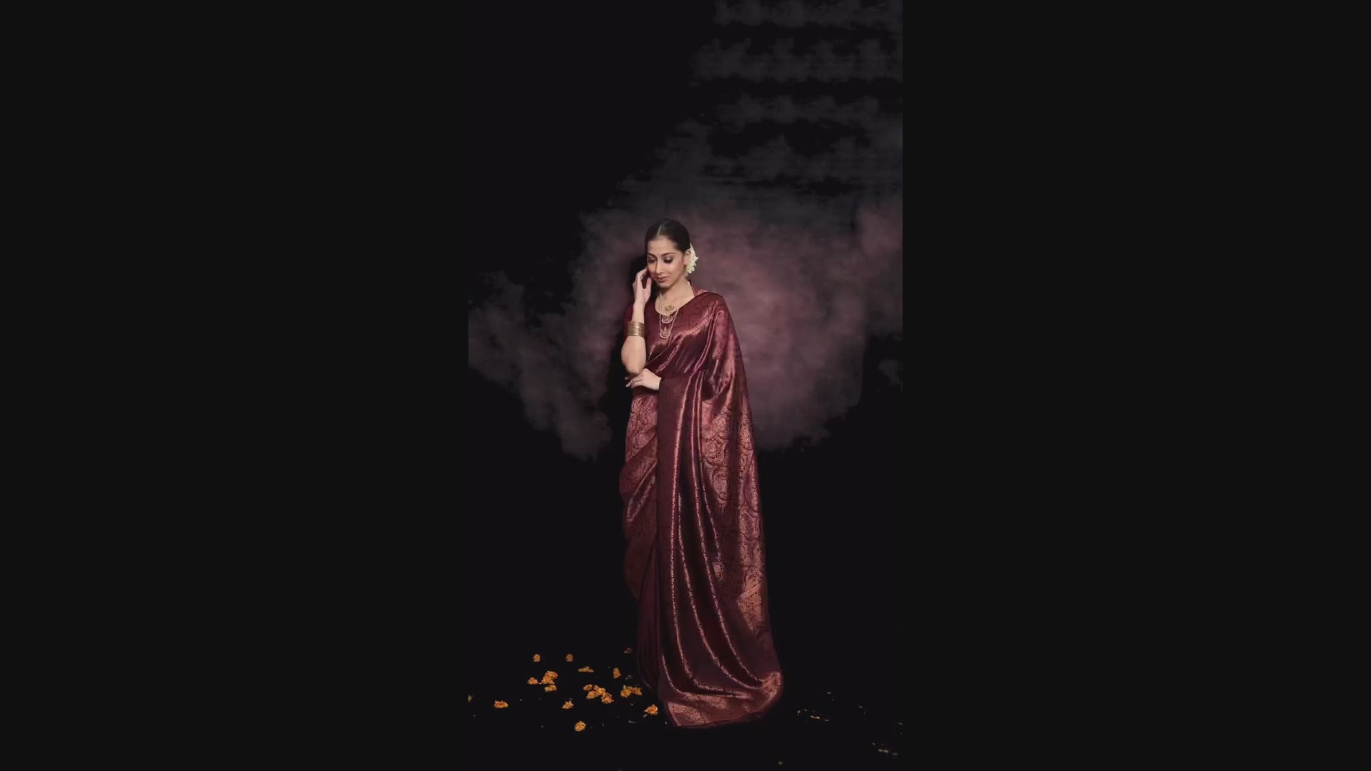 Timeless Maroon Banarasi Silk Saree with Intricate Floral Weave