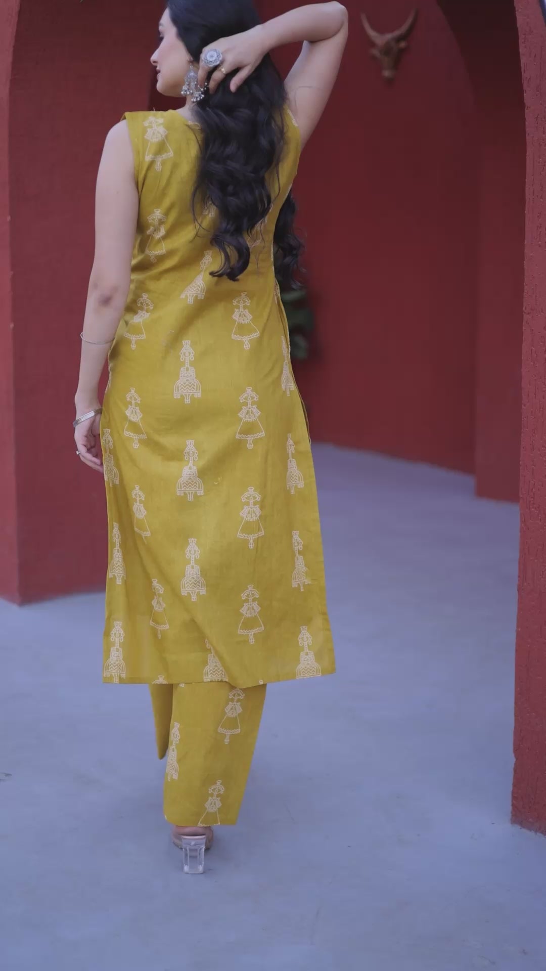 Rust Earth Sleeveless Hand-Block Print Co-ord Kurta Set
