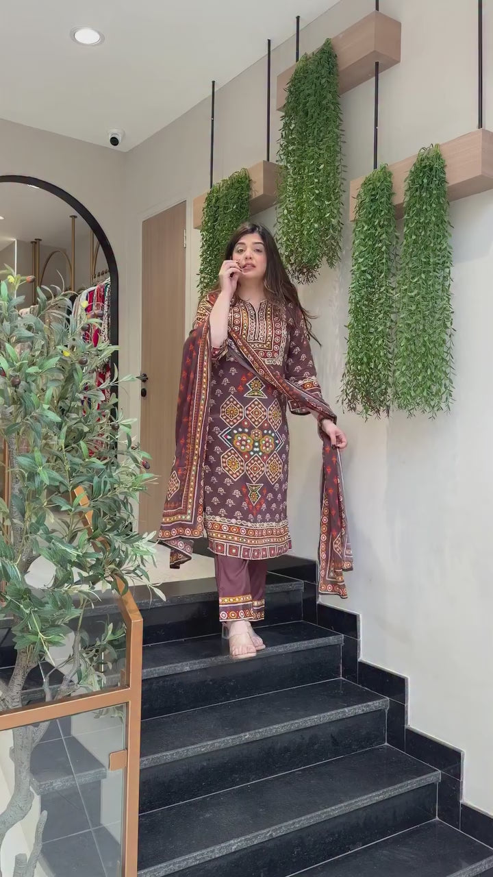 Bohemian Elegance Mauve Embroidered Pure Burbary Silk Salwar Suit Set