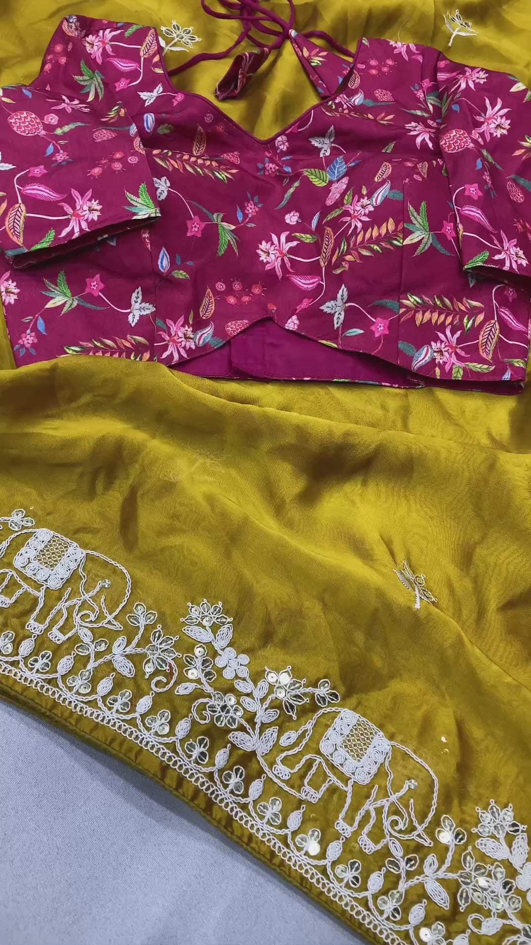 Women’s Mustard Yellow Rangoli Silk Saree with Embroidery Lace Border