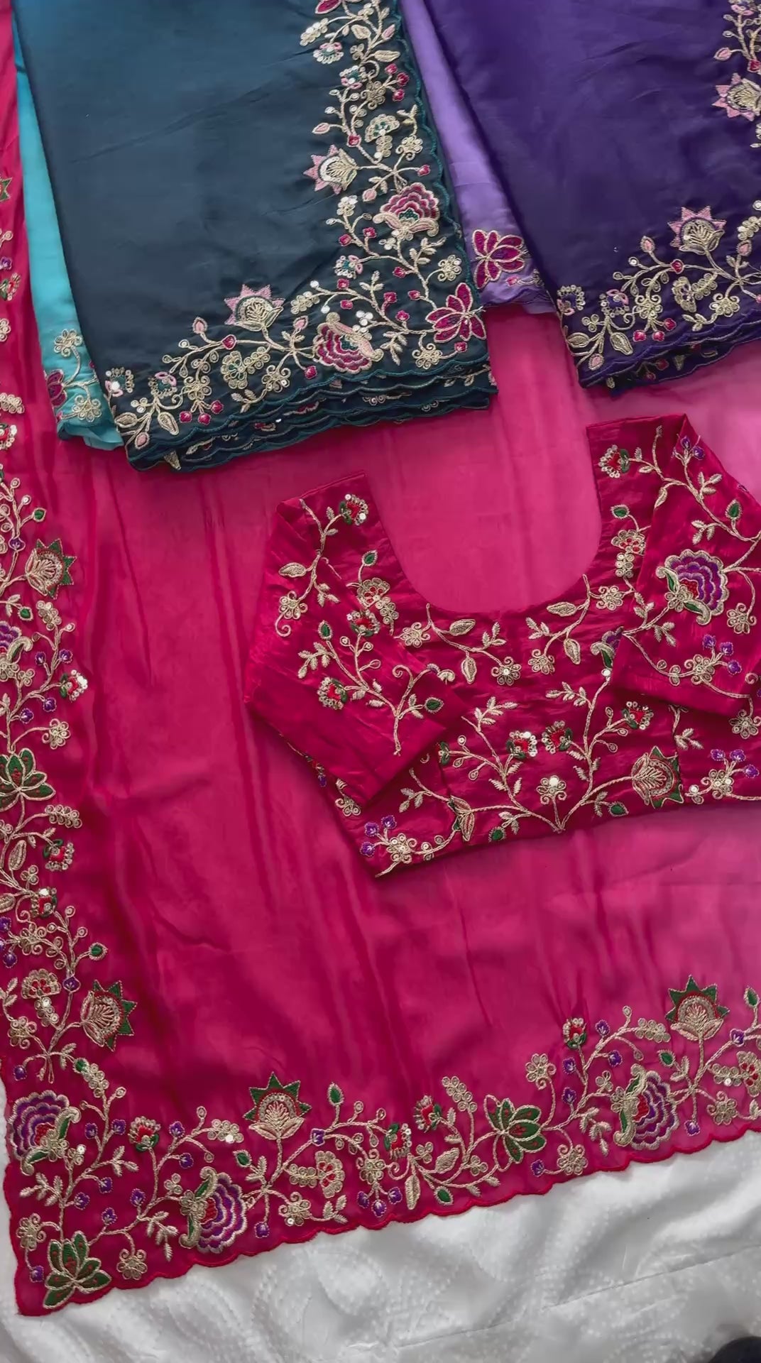 Premium Soft Star Georgette Embroidery Cutwork Saree with Mono Banglory Silk Blouse for Wedding Wear